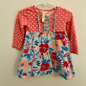 Matilda Jane Pink And Blue Floral Polka Dot Dress 18 24 Month